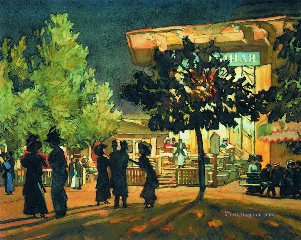 Die Nacht Tverskoy Boulevard Konstantin Yuon Ölgemälde